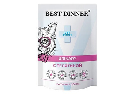 BEST DINNER Vet Profi Пауч для кошек, профилактика МКБ, кусочки с телятиной в соусе 0,085 кг