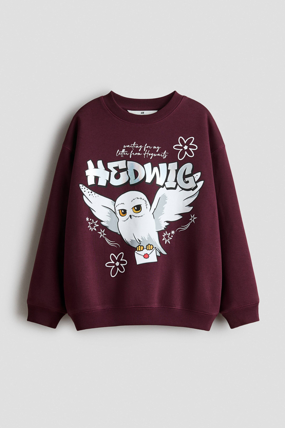 H&M Толстовка оверсайз с принтом, бордовый