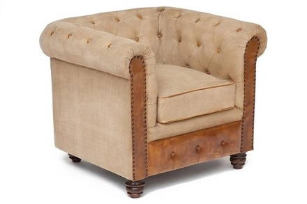 Кресло Secret De Maison MANCHESTER (mod. M128 S) кожа буйвола / ткань хлопок, 87х78х70см