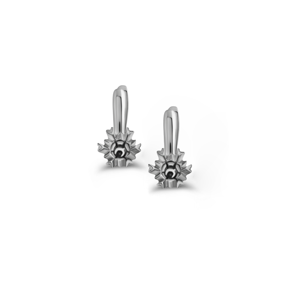 Серьги (каст) из белого золота 585 пробы без вставок