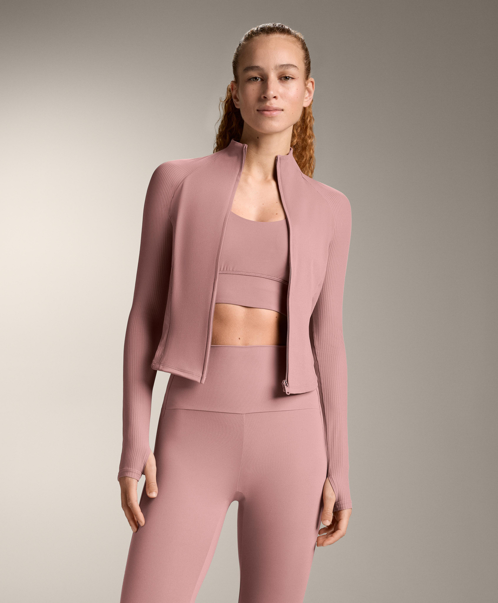 Oysho Высокотехнологичная куртка в рубчик, нежно-розовый