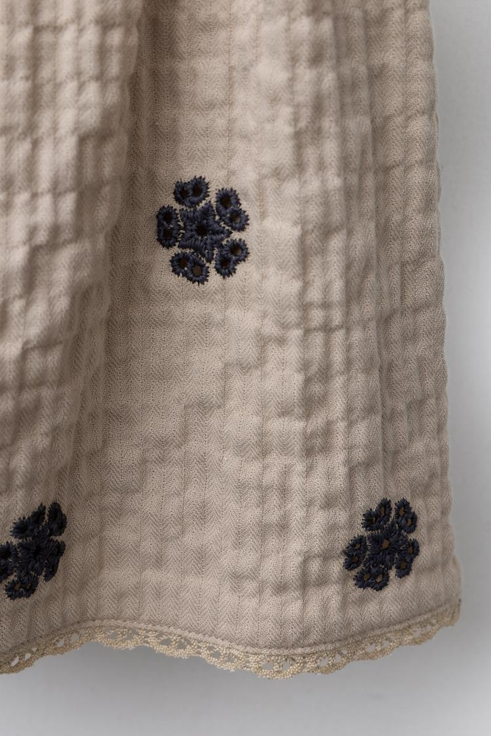 ZARA ЮБКА С ВЫШИВКОЙ, СВЕТЛО-БЕЖЕВЫЙ