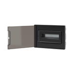 Щиток 12 мод встраиваемый для полых стен FRAME, черный, с тонированнойдверцей, с 2 шинами PEN на 6 и 8 отв.