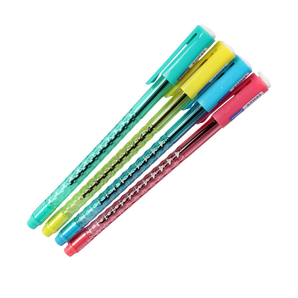 Ручка масляная, 0,7мм, синяя, граненый корпус, 4 цвета микс, С-40301