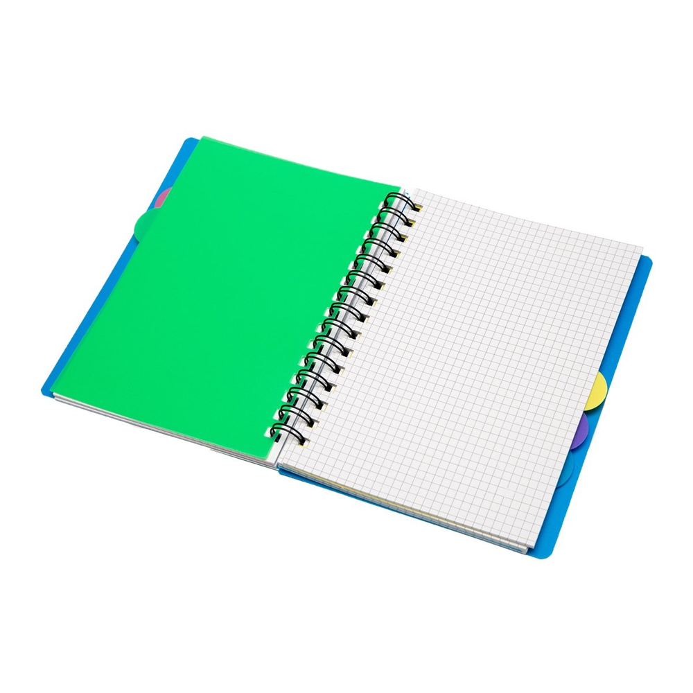 Тетрадь 120л., А5, клетка, Alingar, гребень, пластиковая обложка, цветные пластиковые разделители, ассорти 4 цвета