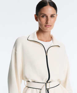 Oysho Куртка с контрастным Piping из мягкого модала, экрю