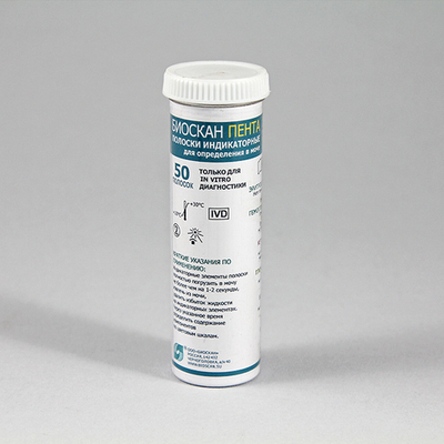 Биоскан ПЕНТА, Глюкоза+белок+рН+кетоны+кровь, 50 полосок, 1уп.