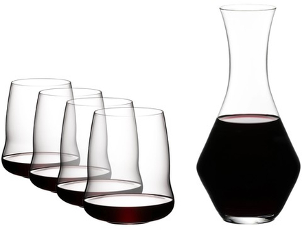 Riedel Набор для вина Stemless Wings: 4 бокала + декантер