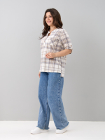 Блузка БЛ-131/клеткабеж-серебро
