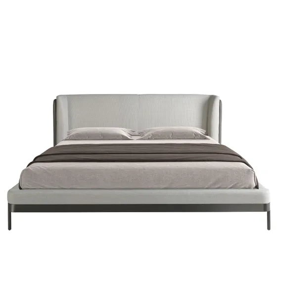 Кровать 7156/GC2123 серая ткань / кожа для матраса 180 x 200 cm.)