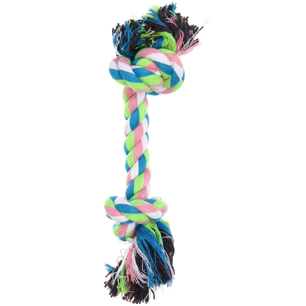 Игрушка - канат грейфер для собак мелких и средних пород «ПОИГРАЙКА», цвет белый/синий/розовый, 28см / 2,2см / 100гр
