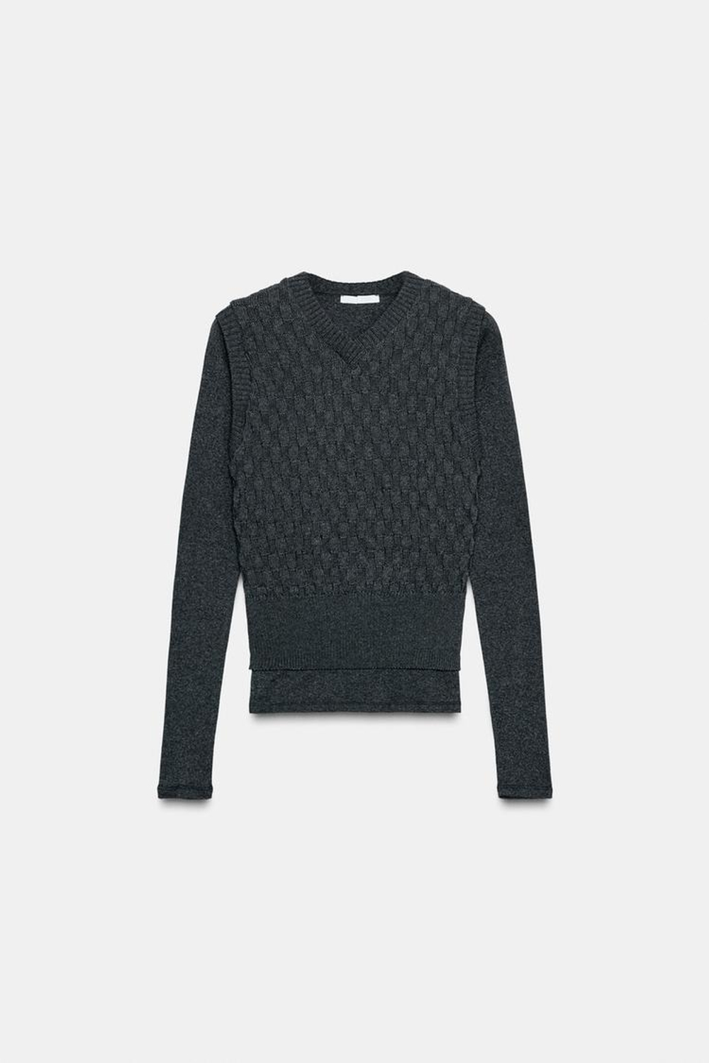 ZARA КОМБИНИРОВАННЫЙ ЖИЛЕТ, АНТРАЦИТОВО-СЕРЫЙ