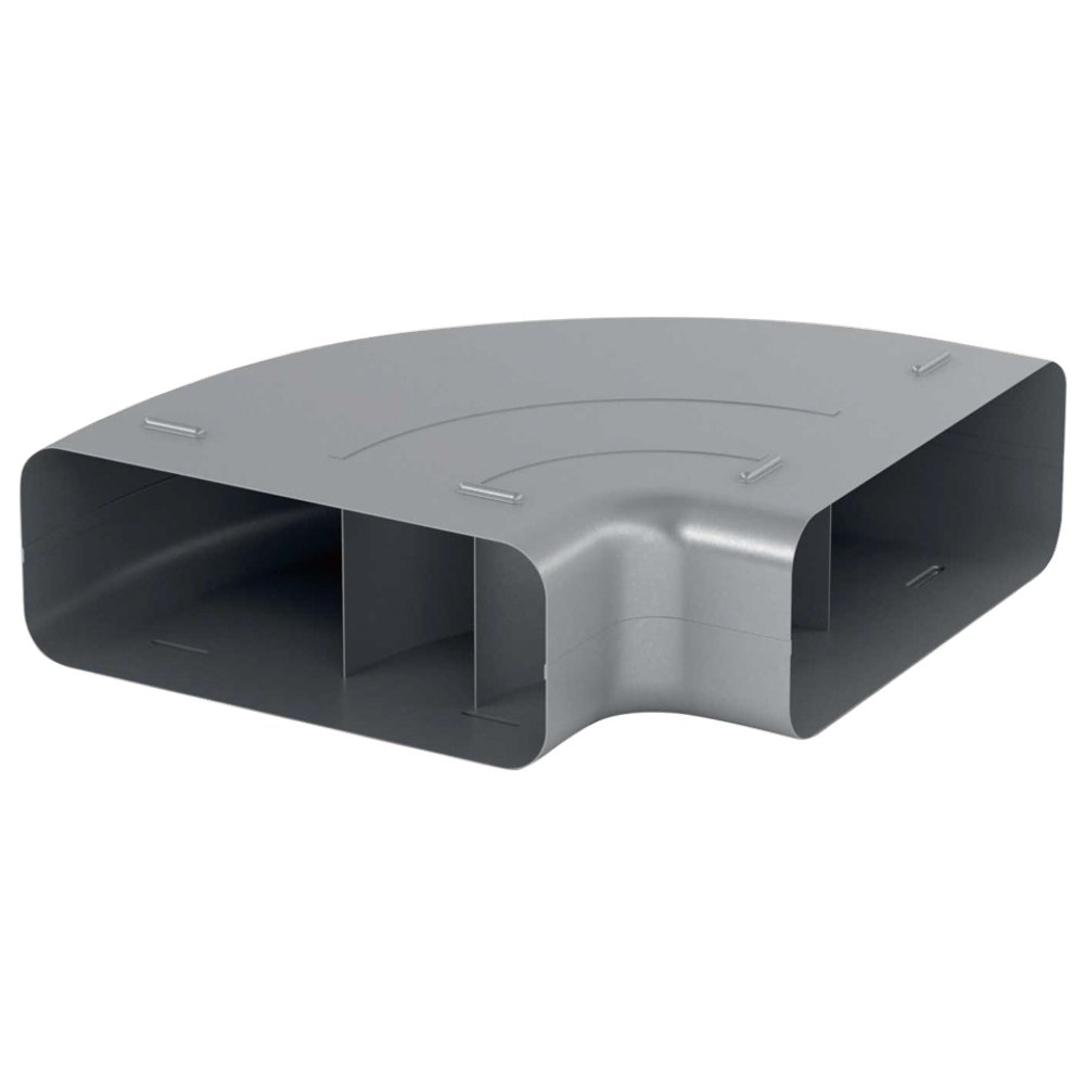 Горизонтальное колено 90° для плоских каналов (ширина 227 мм / 94 мм), длина 288 мм