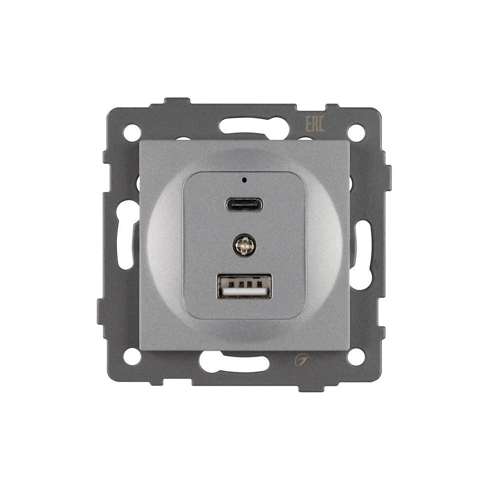 Механизм USB розетки SCT-MUAC-PL-GR-V (5V, 3A, QC4) (Arlight, -) 049840