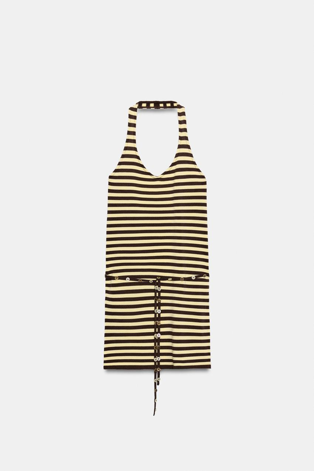 ZARA ПЛАТЬЕ ХАЛТЕР В ПОЛОСКУ С РЕМНЕМ, ПОЛОСКИ