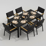 Обеденная группа Ideal Patio ДОЛЛА БОНТА каркас карбон, стол алюминий 180, ткань антрацит