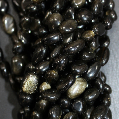 Обсидиан золотой галтовка бусины 6-9мм