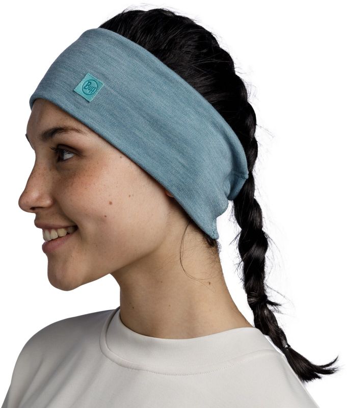 Шерстяная повязка на голову Buff Merino Wide Headband Solid Pool Фото 1