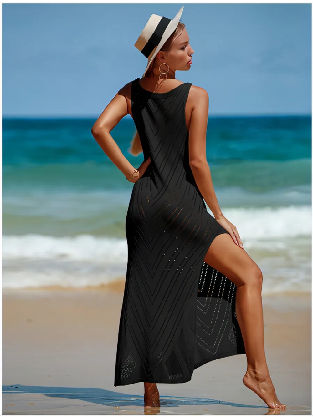 Туника пляжная вязаная платье майка