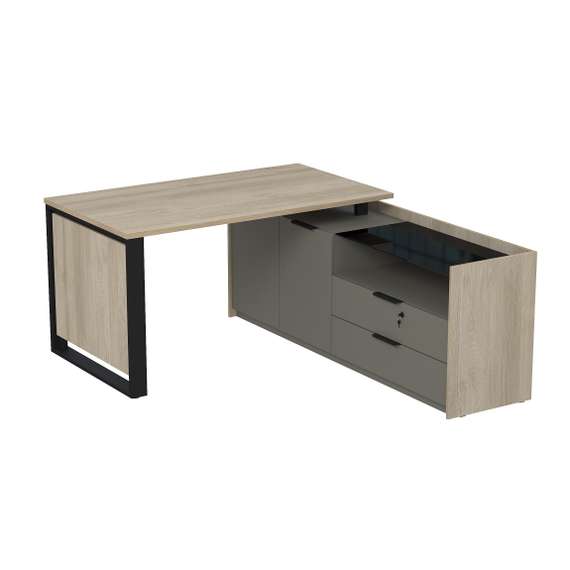 15СОД.1408 Стол рабочий на опорной двусост тумбе, с ящ (метаб), с замком (1460*1768*750)