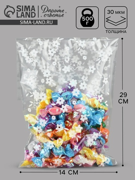 Пакет подарочный пропиленовый «Цветочки», 14×29 см, 10928042, Россия