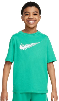 Футболка для мальчика теннисная Nike Boys Multi Dri-FIT Short-Sleeve Top - stadium green/white