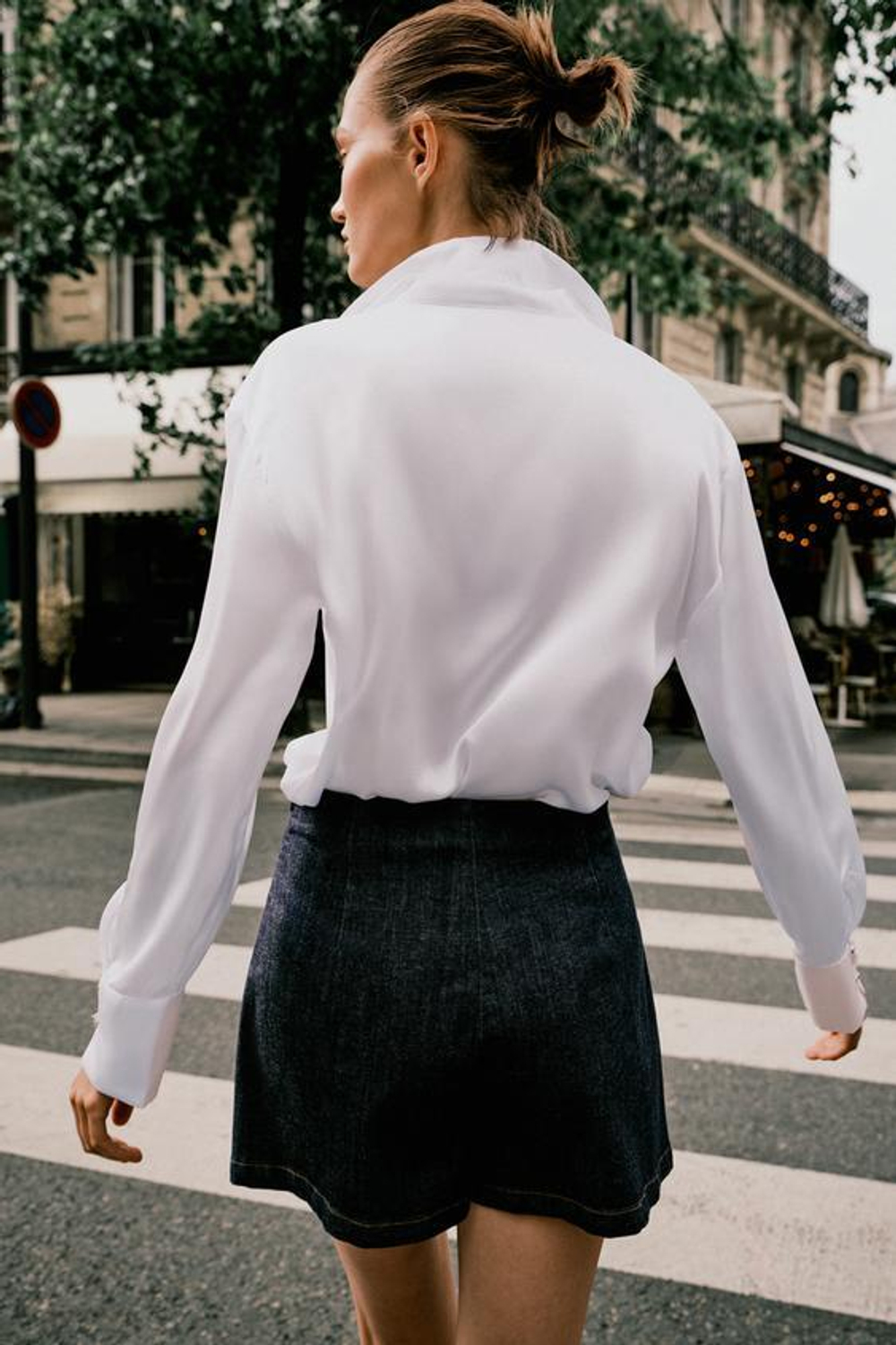 ZARA ДЖИНСОВАЯ ЮБКА-ШОРТЫ Z1975 С ЗАПА́ХОМ И ПУГОВИЦАМИ, СИНИЙ