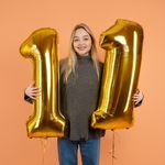 Шар (40''/102 см) Цифра, 1, Золото, 1 шт. в уп.