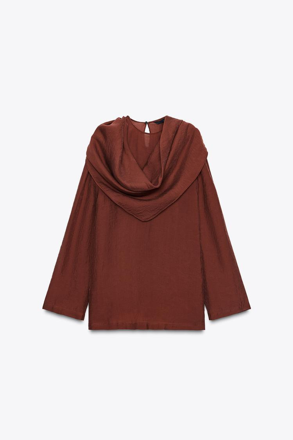 ZARA БЛУЗА СВОБОДНОГО КРОЯ С ПЛАТКОМ-ТРАНСФОРМЕРОМ — ZW COLLECTION, ЧЕРЕПИЧНЫЙ