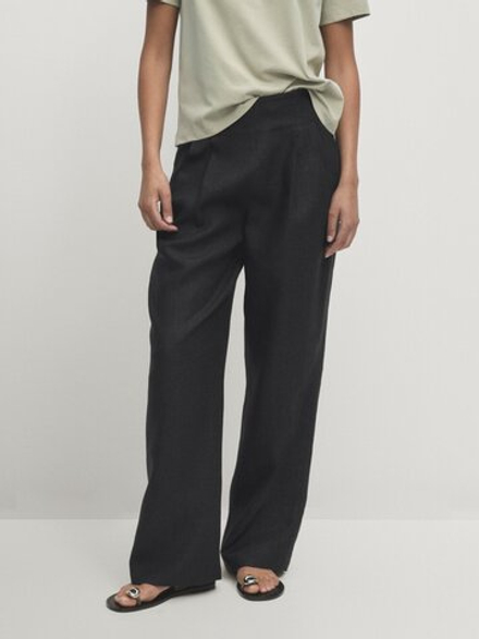 Massimo Dutti Льняные брюки, темный антрацит