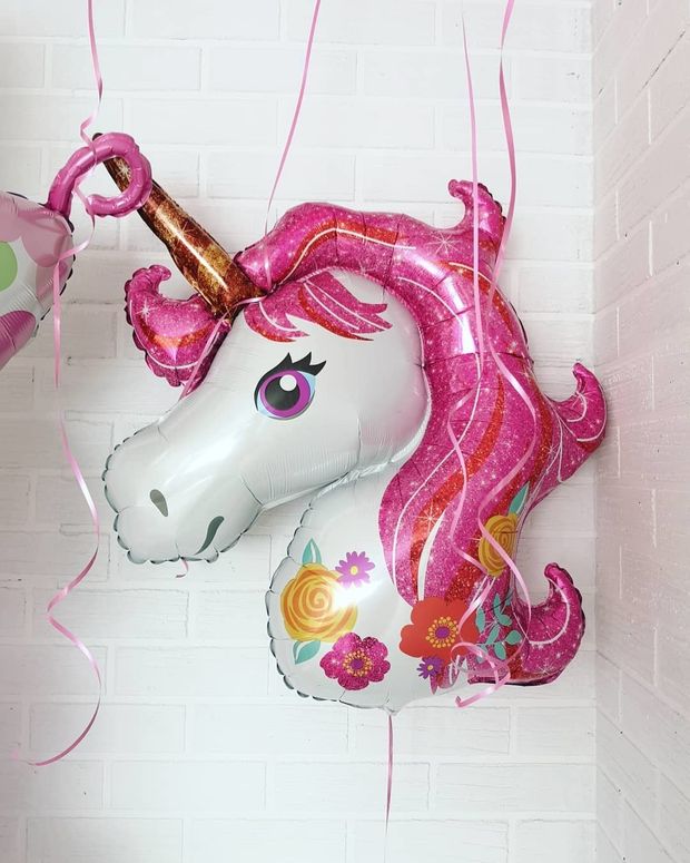 AN Шар фигура "Единорог голова нежный" 33"/83 см х 29"/73 см (БГ-43)