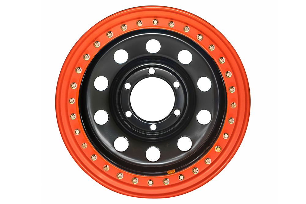 Диск усиленный стальной черный 6x139,7 8xR16 d110 ET-19 с бедлоком (оранжевый)