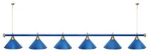 Лампа STARTBILLIARDS 6 пл. (плафоны синие,штанга синяя,фурнитура золото)