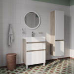 Тумба с умывальником напольная с ящиками IDDIS Zodiac, 60 см, белая/под дерево, ZOD6ABFi95K