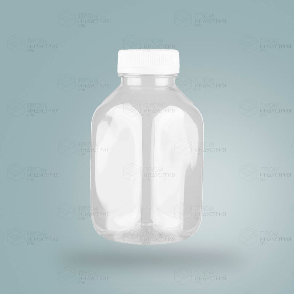 Бутылка ПЭТ 0,3 л квадратная прозрачная широкое горло 38 мм с крышкой