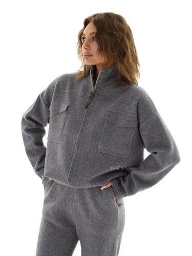 Трикотажный костюм с карманами темно-серого цвета