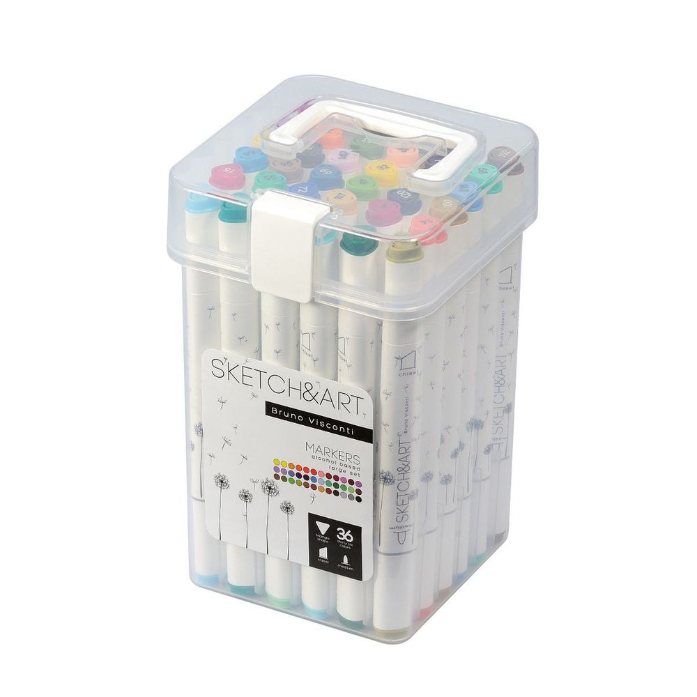 Набор маркеров для скетчинга 36цв, 1,0-5,0мм, двусторонние, Bruno Visconti Sketch&amp