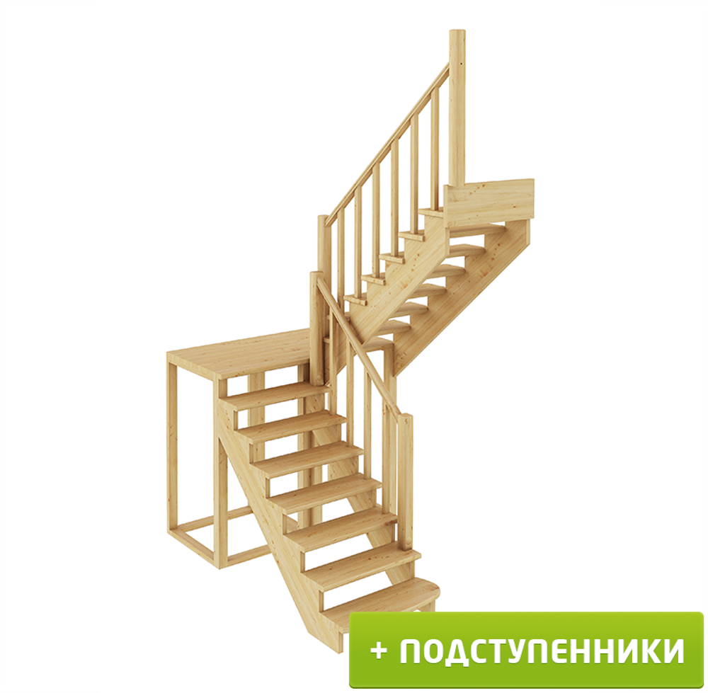 Лестница на второй этаж К-004м/1 Правая с подступенками