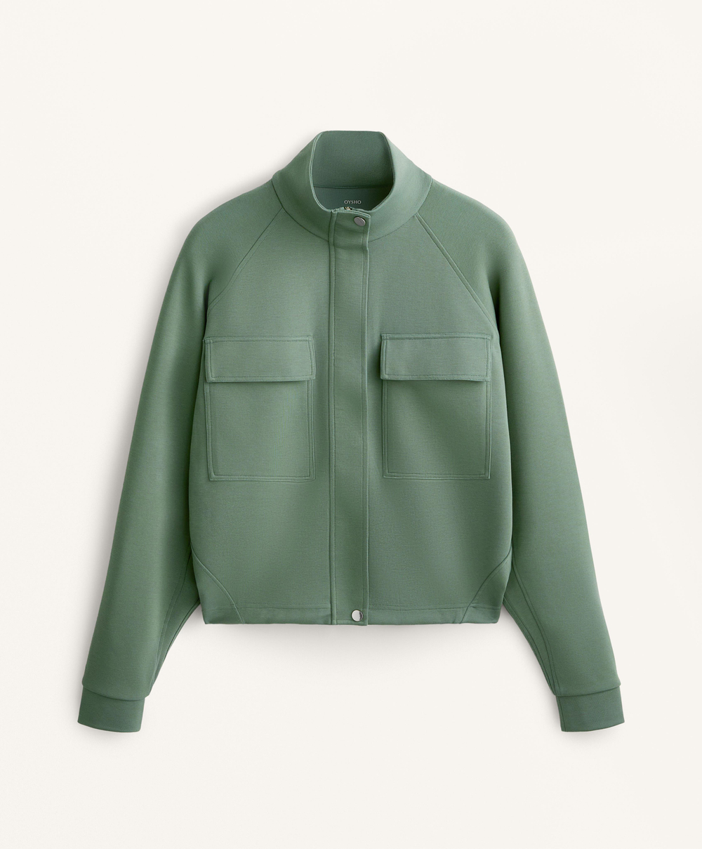 Oysho Куртка с карманами, линялый зеленый