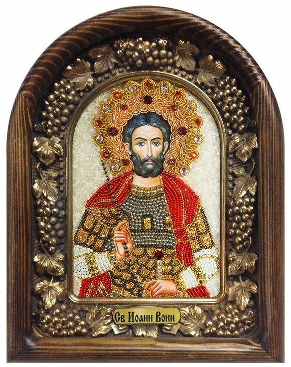 Икона Святой мученик Иоанн Воин бисер