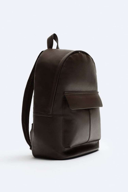 ZARA РЮКЗАК С КЛАПАНОМ И КАРМАНОМ, КОРИЧНЕВЫЙ