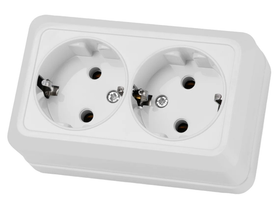 Двойная розетка открытой установки 2П+3 IP20 16А, белая TDM ELECTRIC Ладога SQ1801-0019