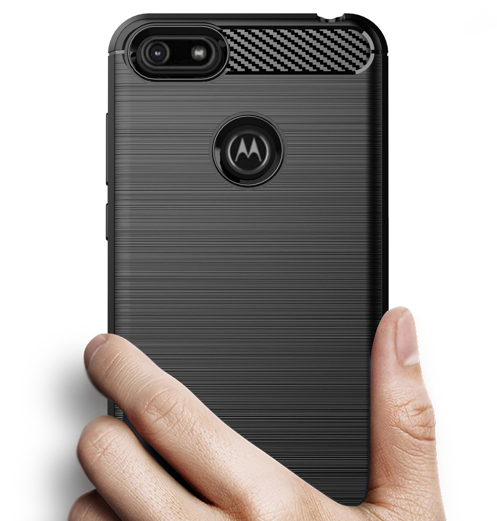 Чехол для Motorola Moto E6 play цвет Black (черный), серия Carbon от Caseport