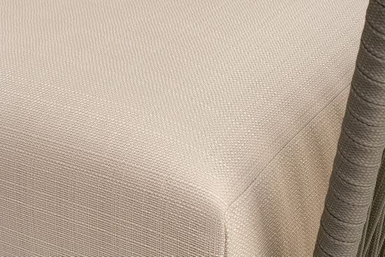 "Форли" кресло плетеное из роупа, каркас алюминий светло-серый (RAL7035) муар, роуп серо-коричневый 23мм, ткань Mossle бежевая