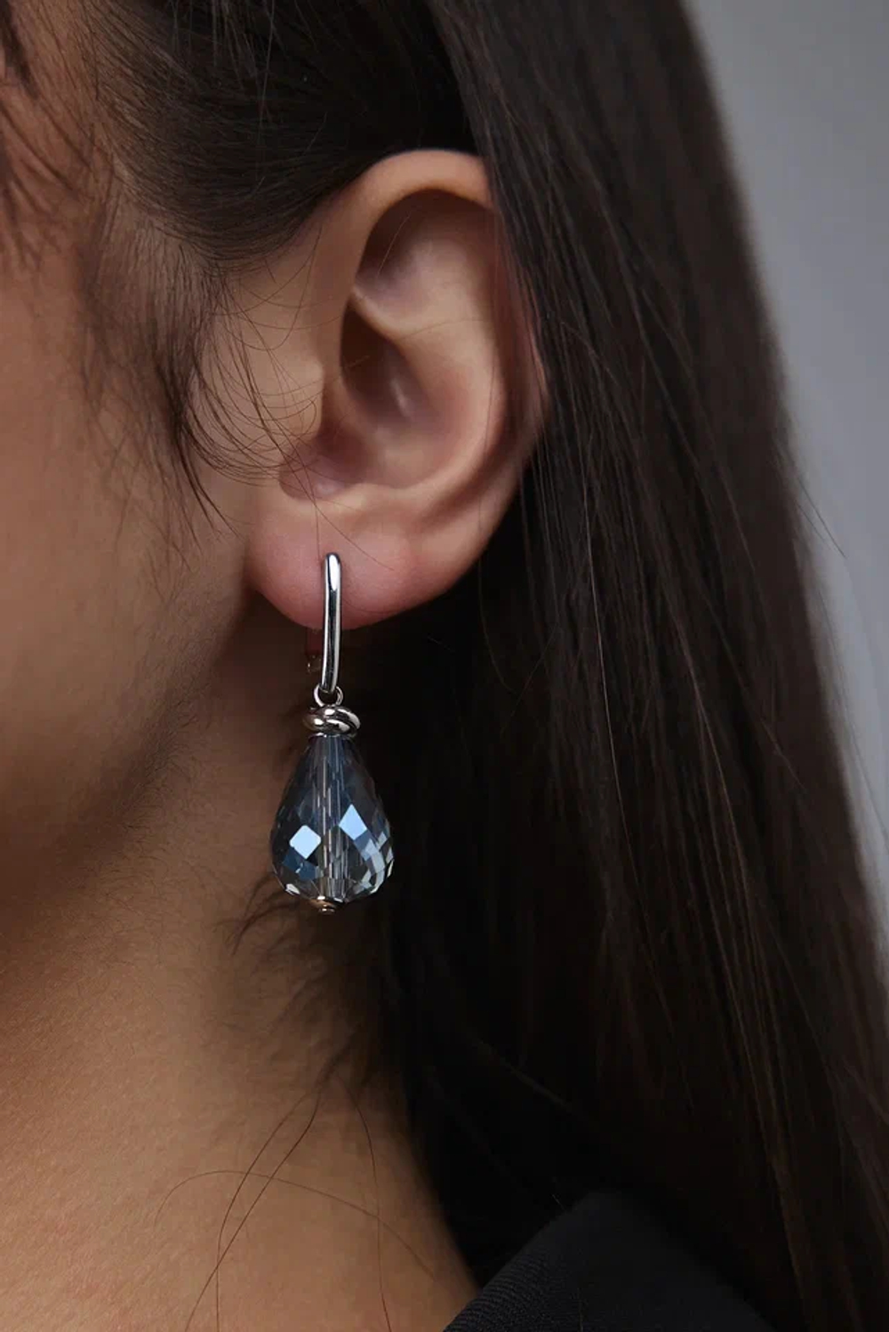 Серьги "Венеция" оттенок Лондон блу, фурнитура серебро