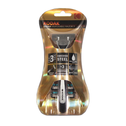 Бритвенная система Kodak Disposable Razor Ultra 3 мужская серебро/черный 3 лезвия 3 сменные кассеты