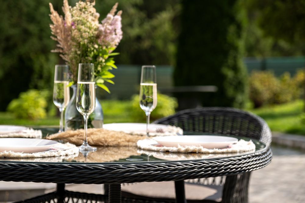 "Дольче" обеденная группа из искусственного ротанга, цвет графит