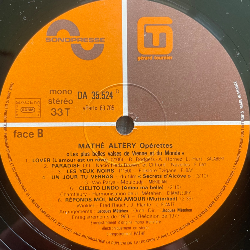 Mathé Altéry ‎– Operettes 2LP (Франция 1977г.)