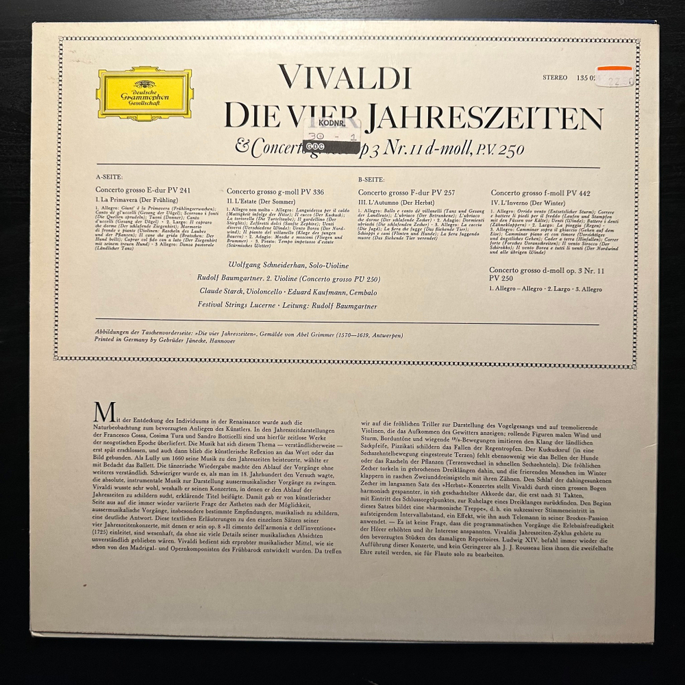 Вивальди - Времена года и большой концерт (Германия 1970г.)
