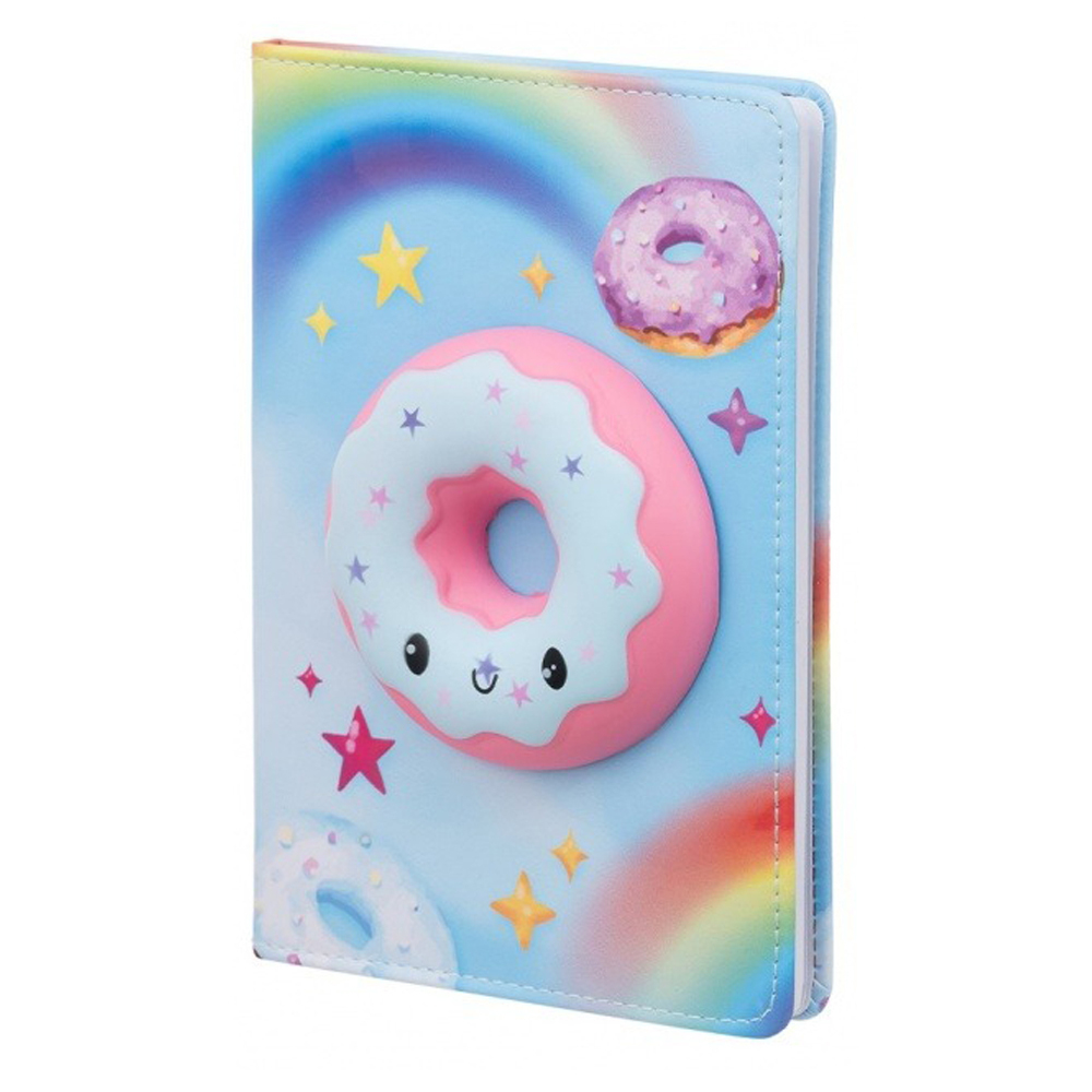 Блокнот Basir, формат А5, серия "Пончик", мягкая обложка, с игрушкой сквиш, 80 листов, размер 21*14.3 см